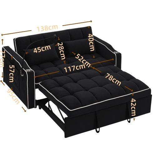 Fashionable modern and multi-functional foldable velvet sofa bed