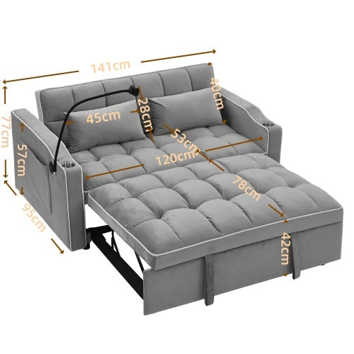 Fashionable modern and multi-functional foldable velvet sofa bed