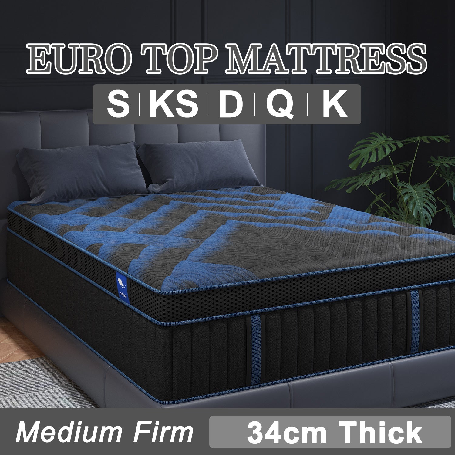 Complete range COOL-GEL Memory Foam Pocket Spring 34CM Mattress