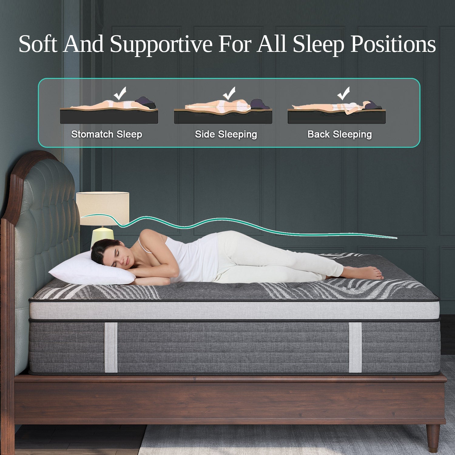 Euro Top Pocket Spring Mattress Gel Memory Foam Hybrid Medium Firm 34CM