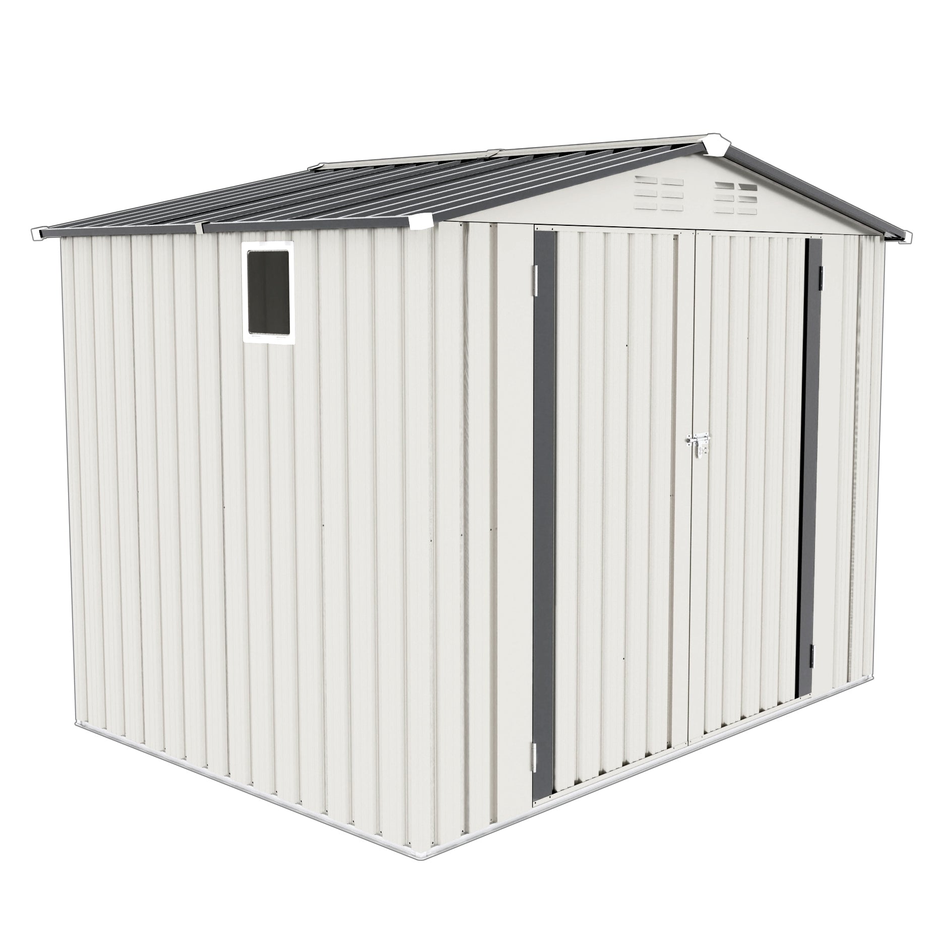 8x6FT Metal Storage Shed, Waterproof with Side Window & Lockable Door