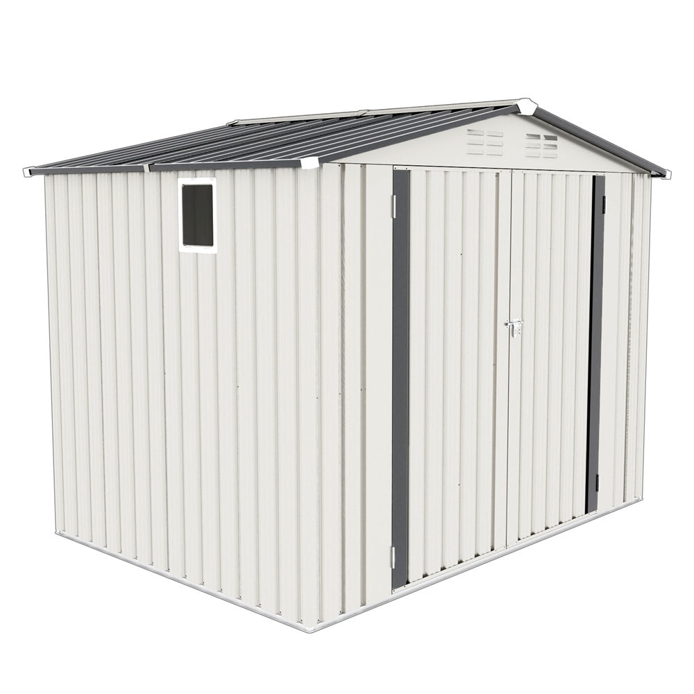 8x6FT Metal Storage Shed, Waterproof with Side Window & Lockable Door