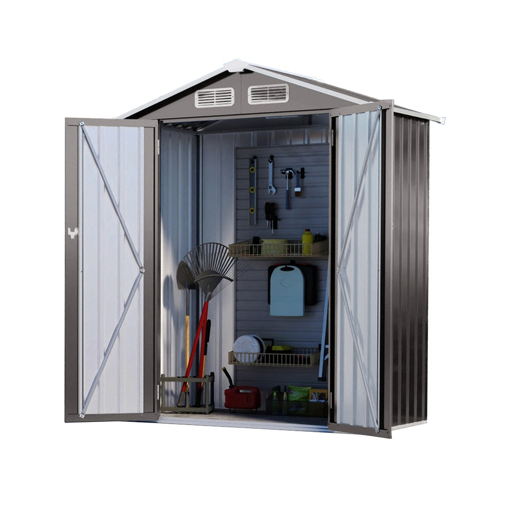 5 x 3 FT Metal Outdoor Storage Shed, Tool Shed with Peaked Roof Waterproof, Lockable Door Compact Metal Tool Shed for Garden, Backyard, Patio, Sundries and Bike Storage, Gray