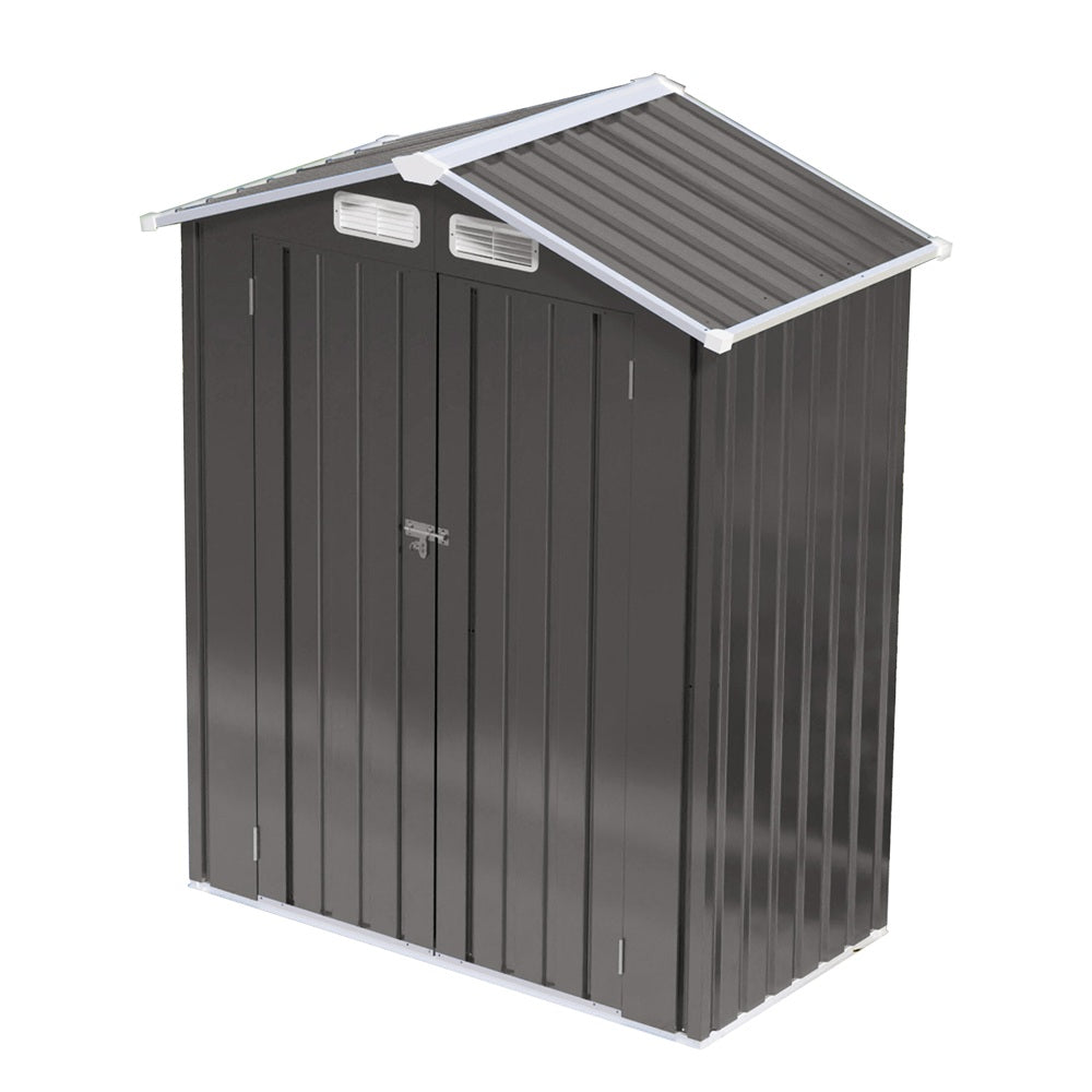 5 x 3 FT Metal Outdoor Storage Shed, Tool Shed with Peaked Roof Waterproof, Lockable Door Compact Metal Tool Shed for Garden, Backyard, Patio, Sundries and Bike Storage, Gray