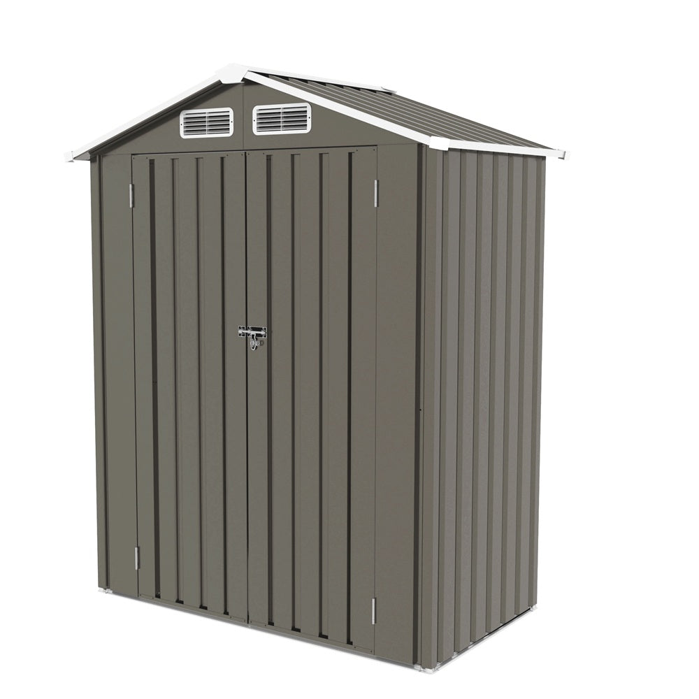 5 x 3 FT Metal Outdoor Storage Shed, Tool Shed with Peaked Roof Waterproof, Lockable Door Compact Metal Tool Shed for Garden, Backyard, Patio, Sundries and Bike Storage, Gray