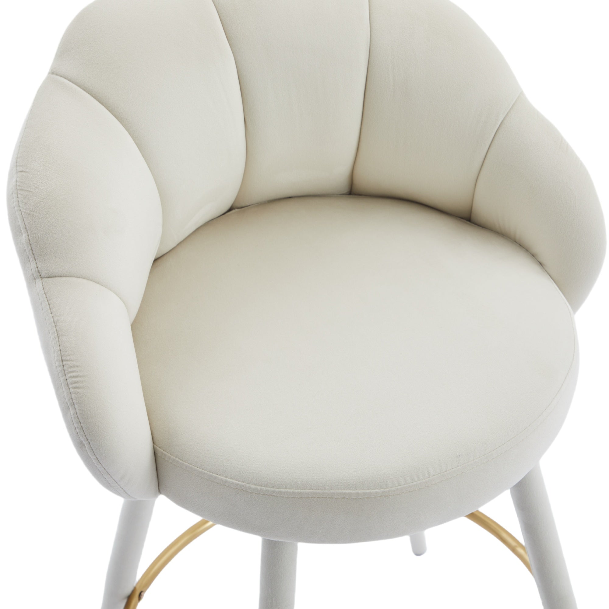 2PCS Velvet Upholstered  Barstools , with Petal Back & Golden Footrest