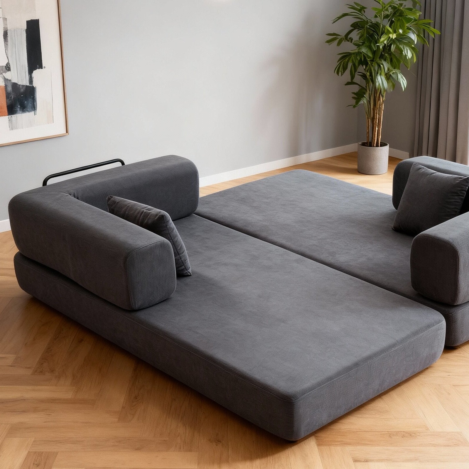 Brix 3 Seater Corduroy Floor Sofa Bed