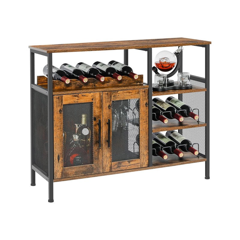 Solid Wood Glass-Door Wine Cabinet – Large Liquor Storage