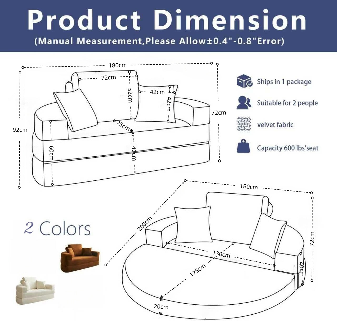 Mochi 2-in-1 Round Floor Sofa Bed