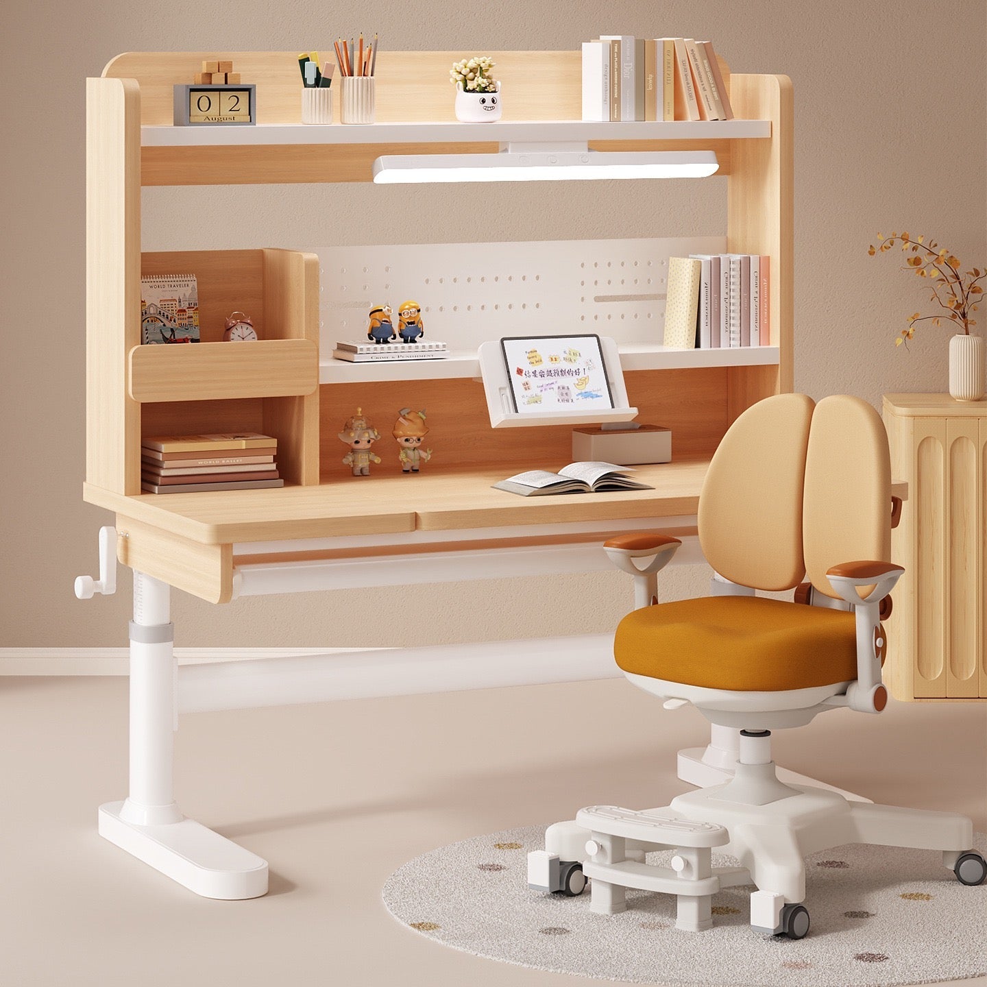 Minimalist Computer Desk with Integrated, Bookshelf-Chair not included