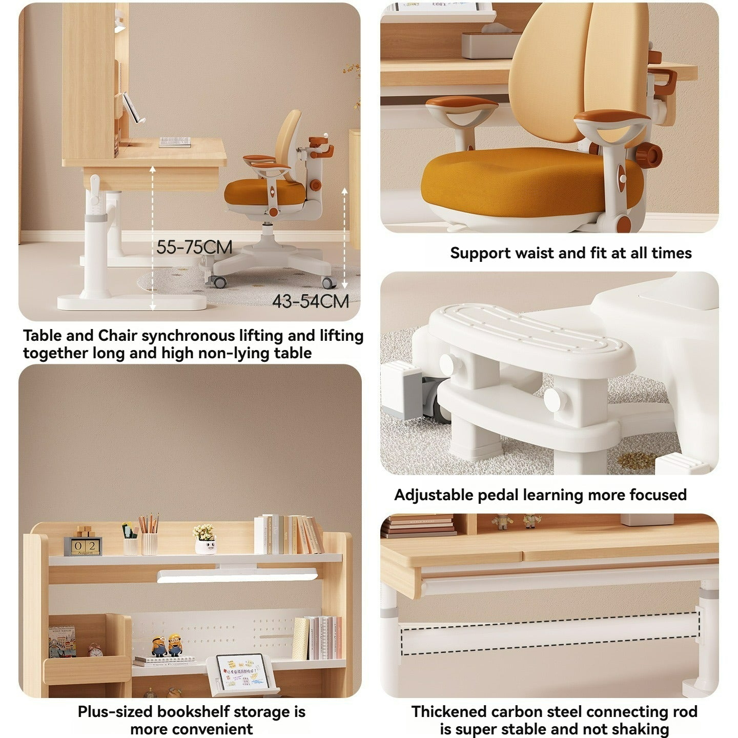 Minimalist Computer Desk with Integrated, Bookshelf-Chair not included