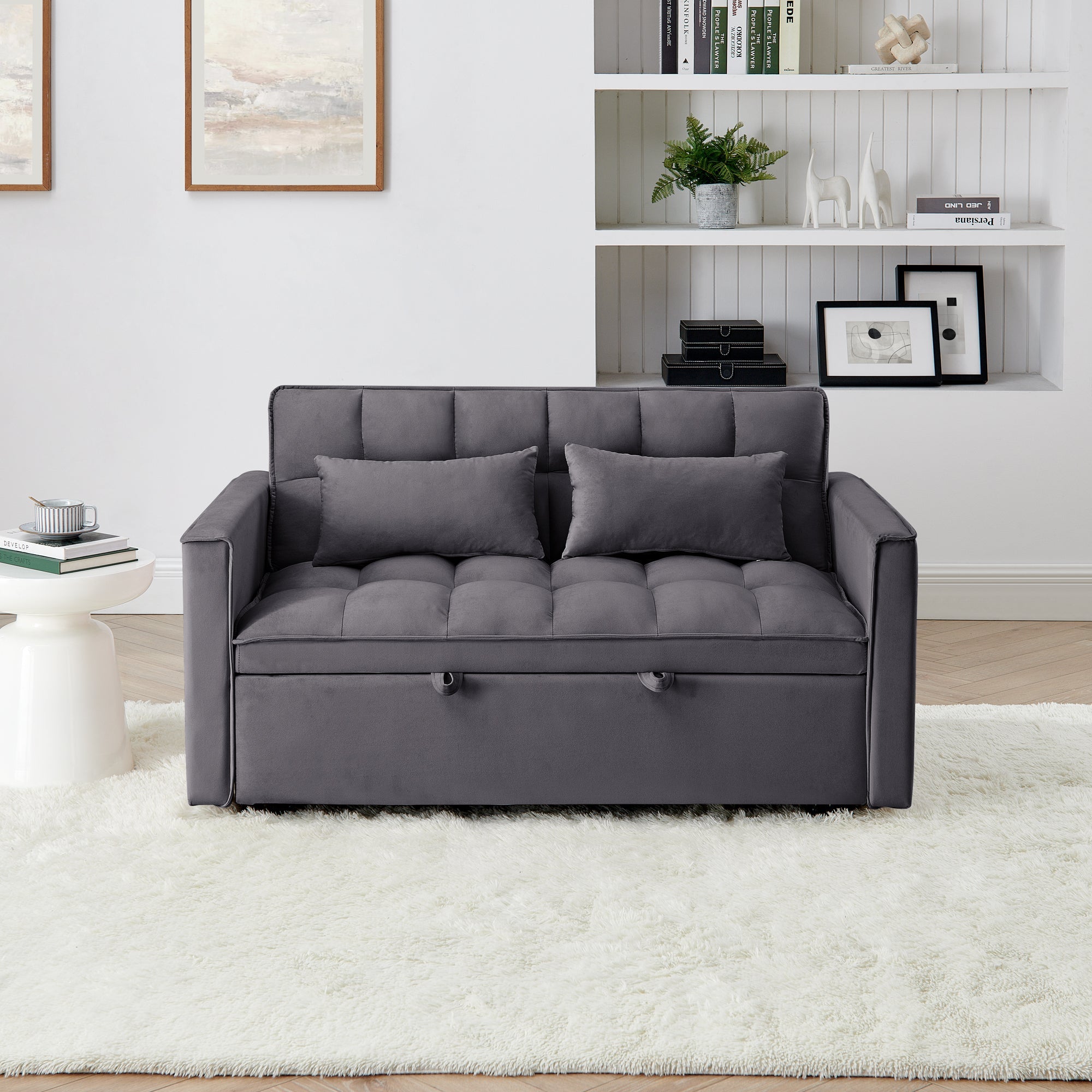 Fashionable modern and multi-functional foldable velvet sofa bed
