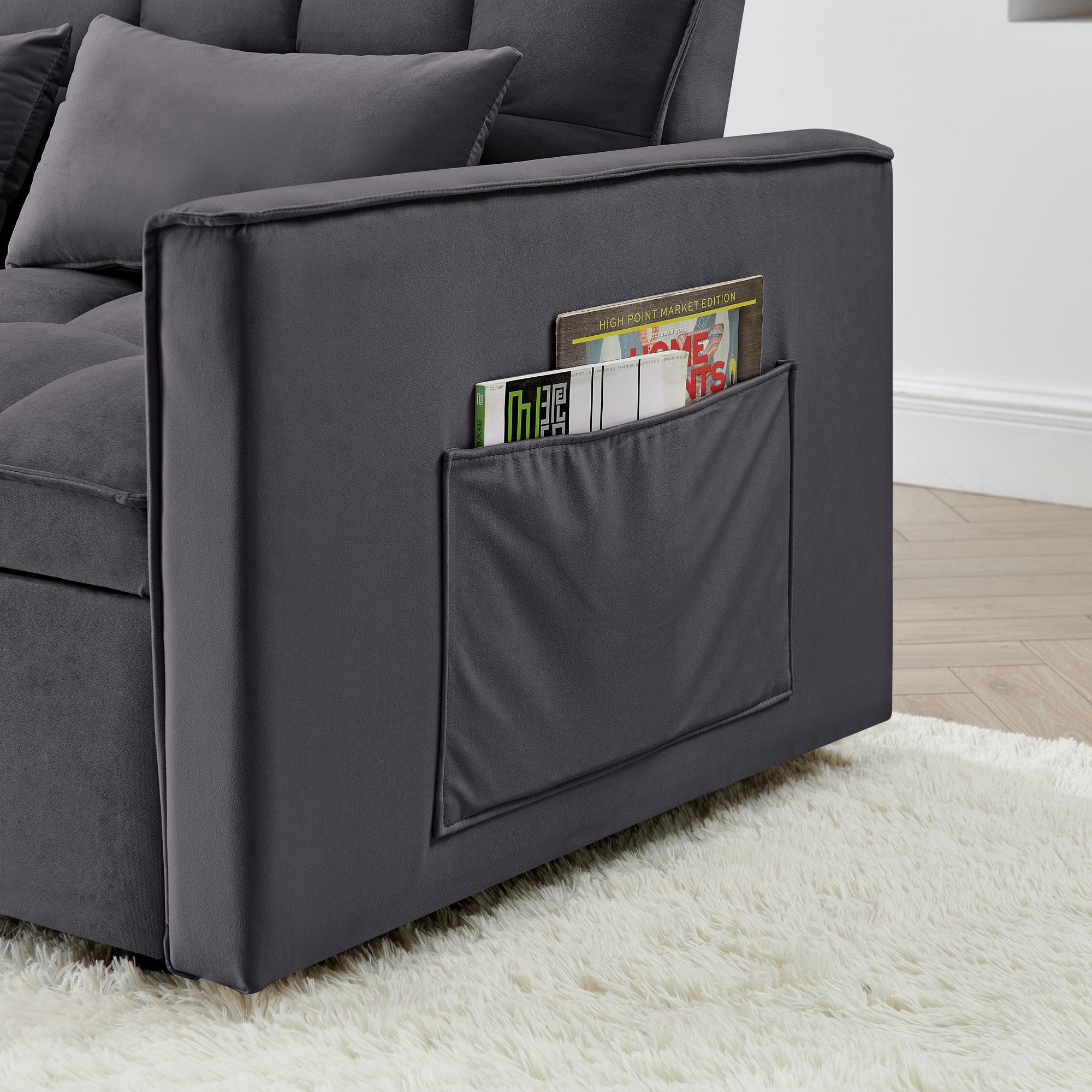 Fashionable Modern and Multi-functional Foldable Velvet Sofa Bed