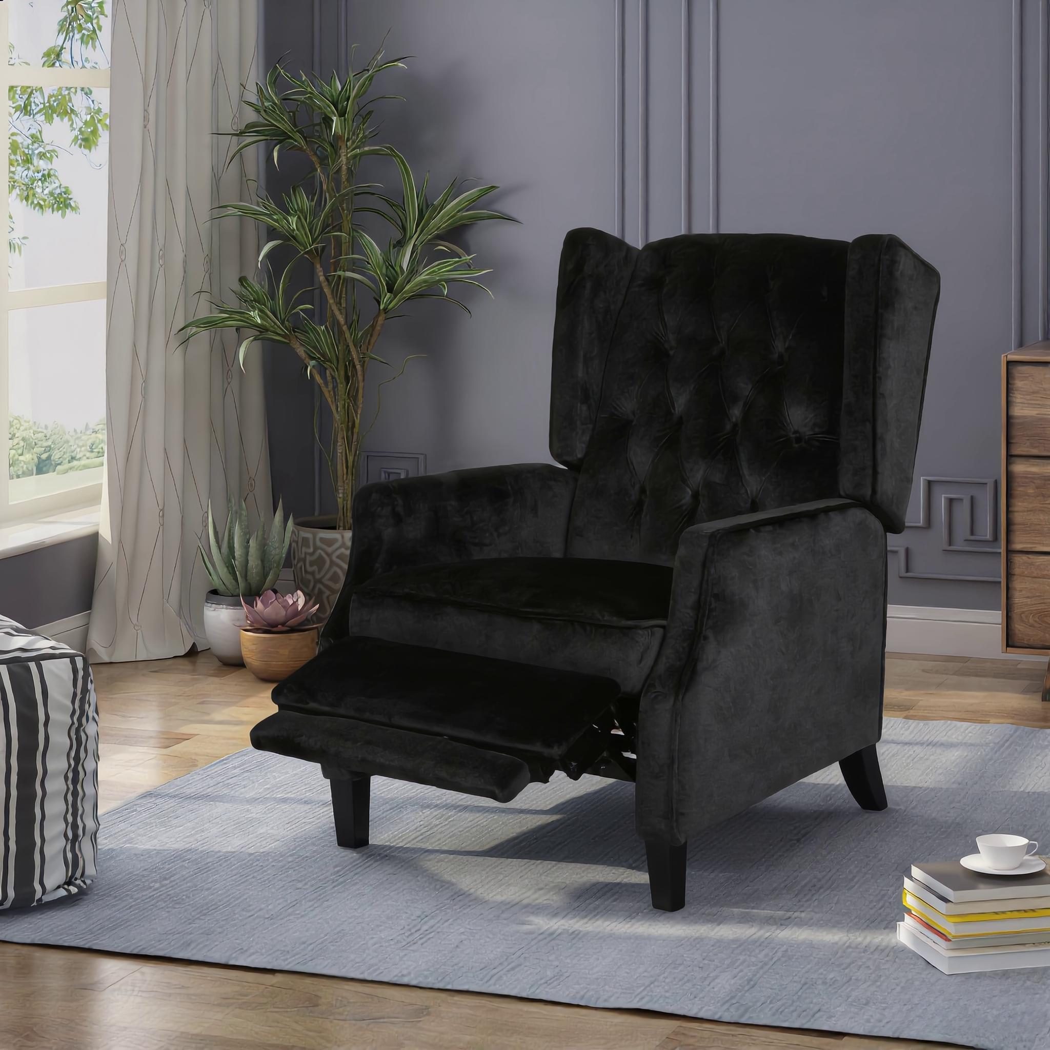 Classic Black Tufted High-BackWingback Armchair