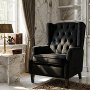 Classic Black Tufted High-BackWingback Armchair