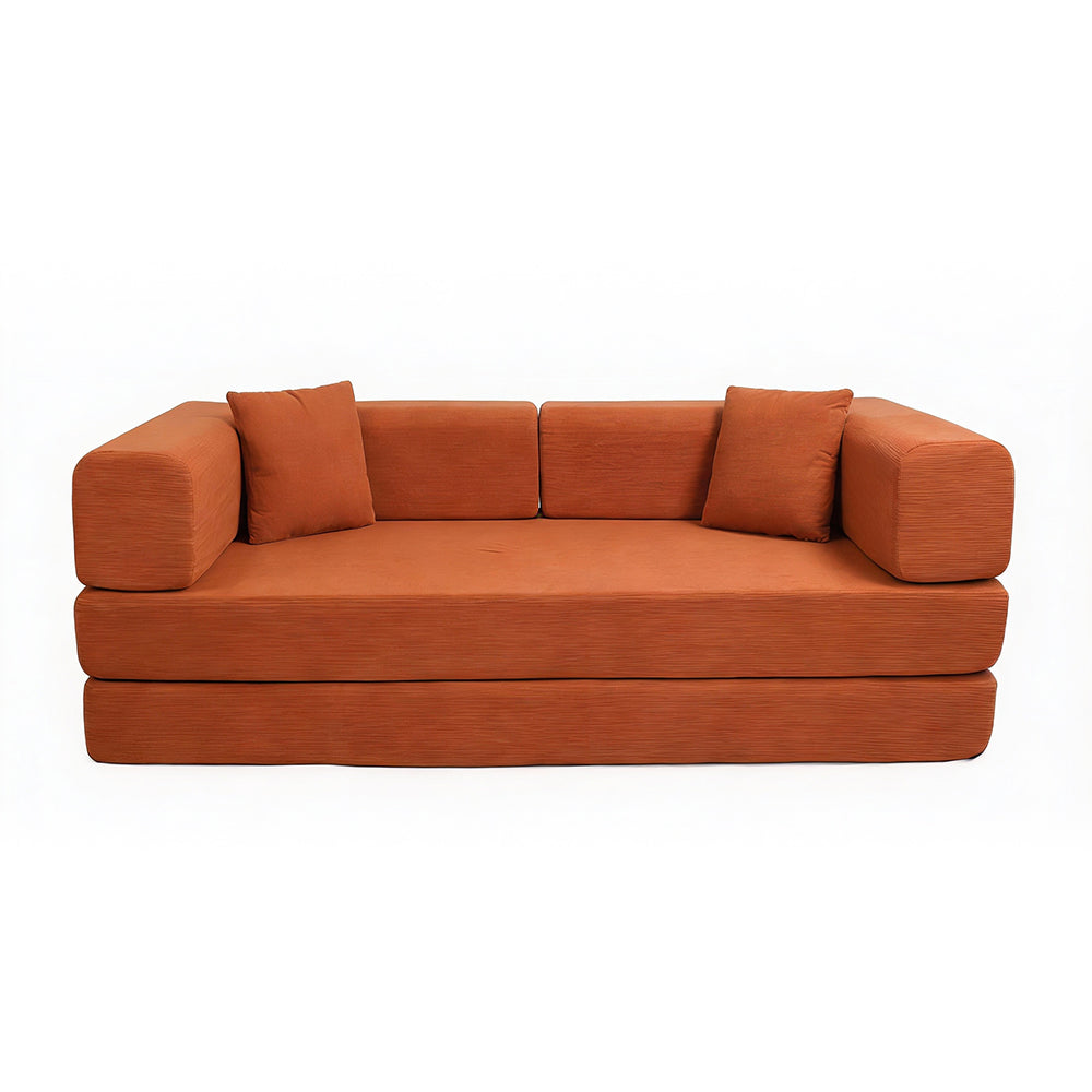 Eeeza Foldable Corduroy Sofa Bed with 2 Cushions, 3-seater