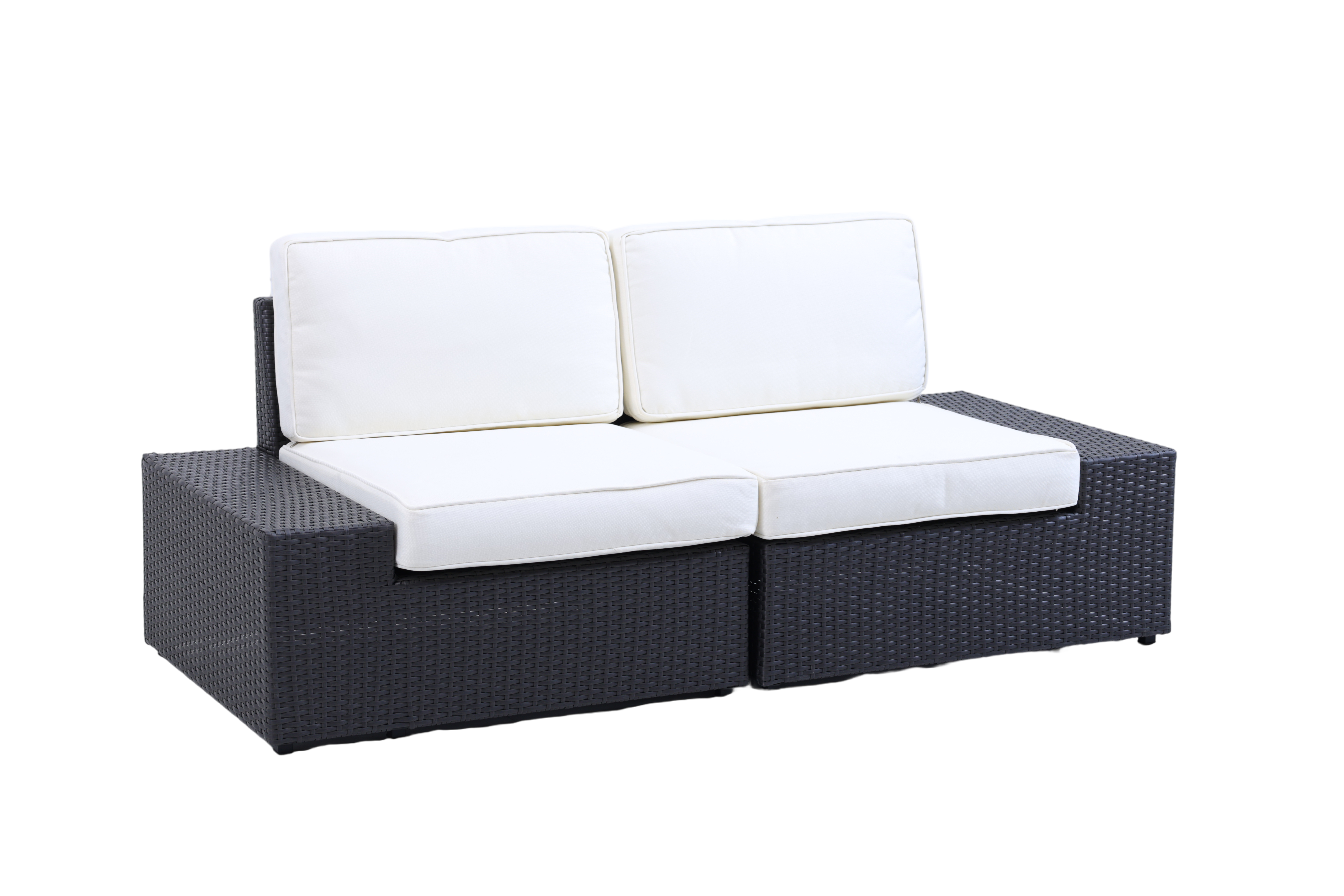 Sleek 2-Seater Modular Outdoor Woven Rattan Sofa with Comfort Cushions