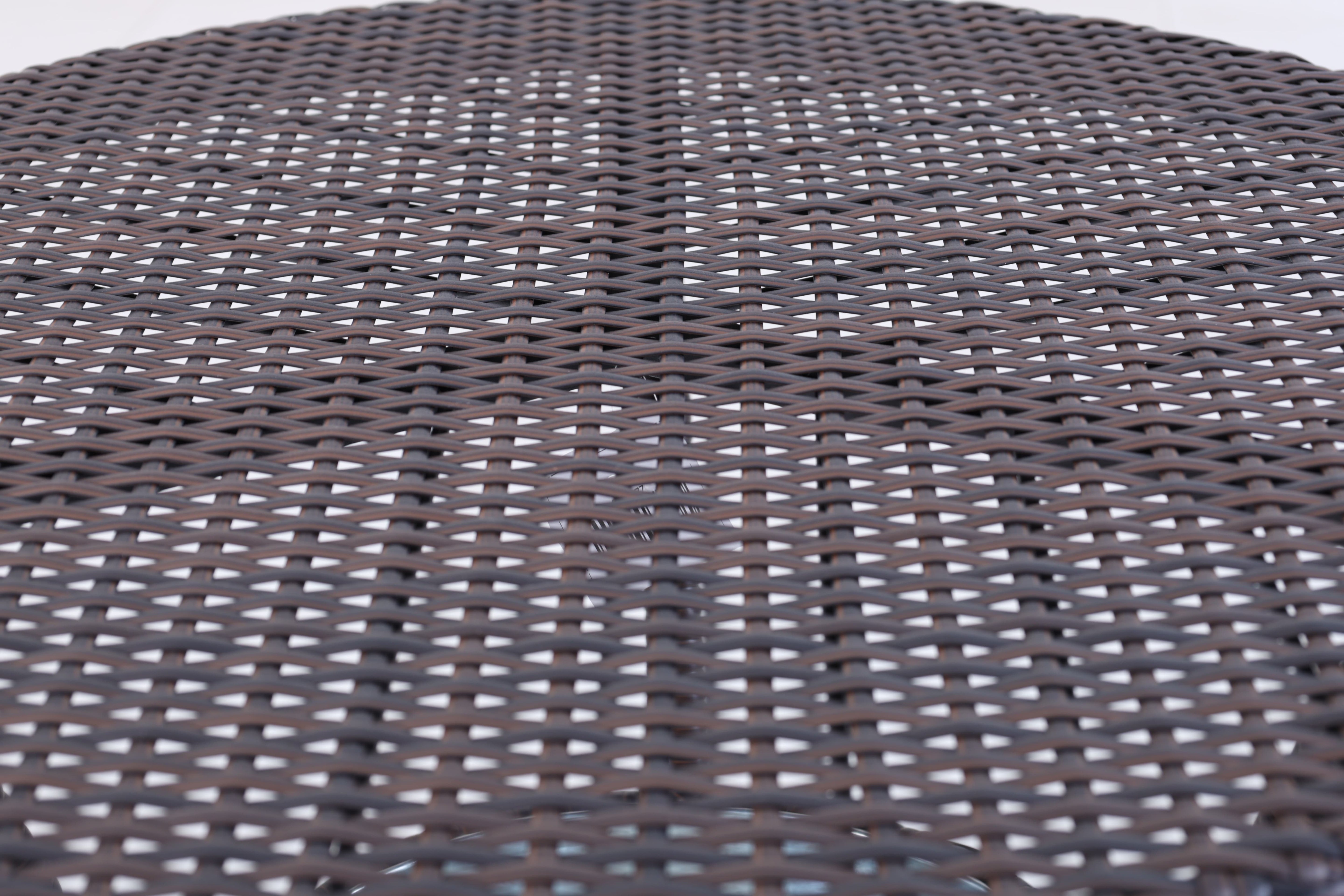 Stylish Round Outdoor Woven Rattan Side Table with Built-in Ice Bucket