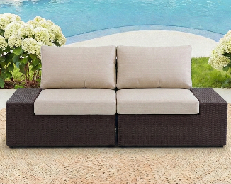 Sleek 2-Seater Modular Outdoor Woven Rattan Sofa with Comfort Cushions