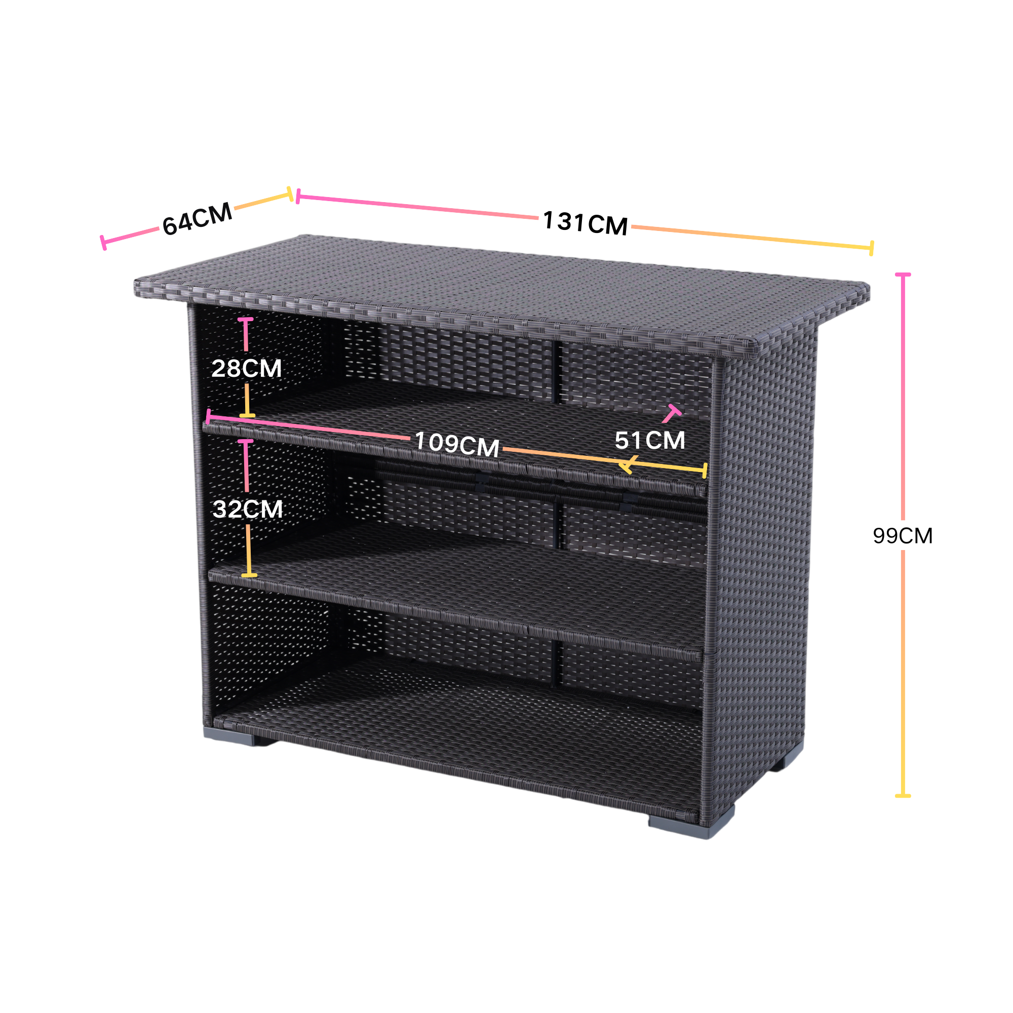 Practical Multi-Tier Wicker Storage Shelving Unit