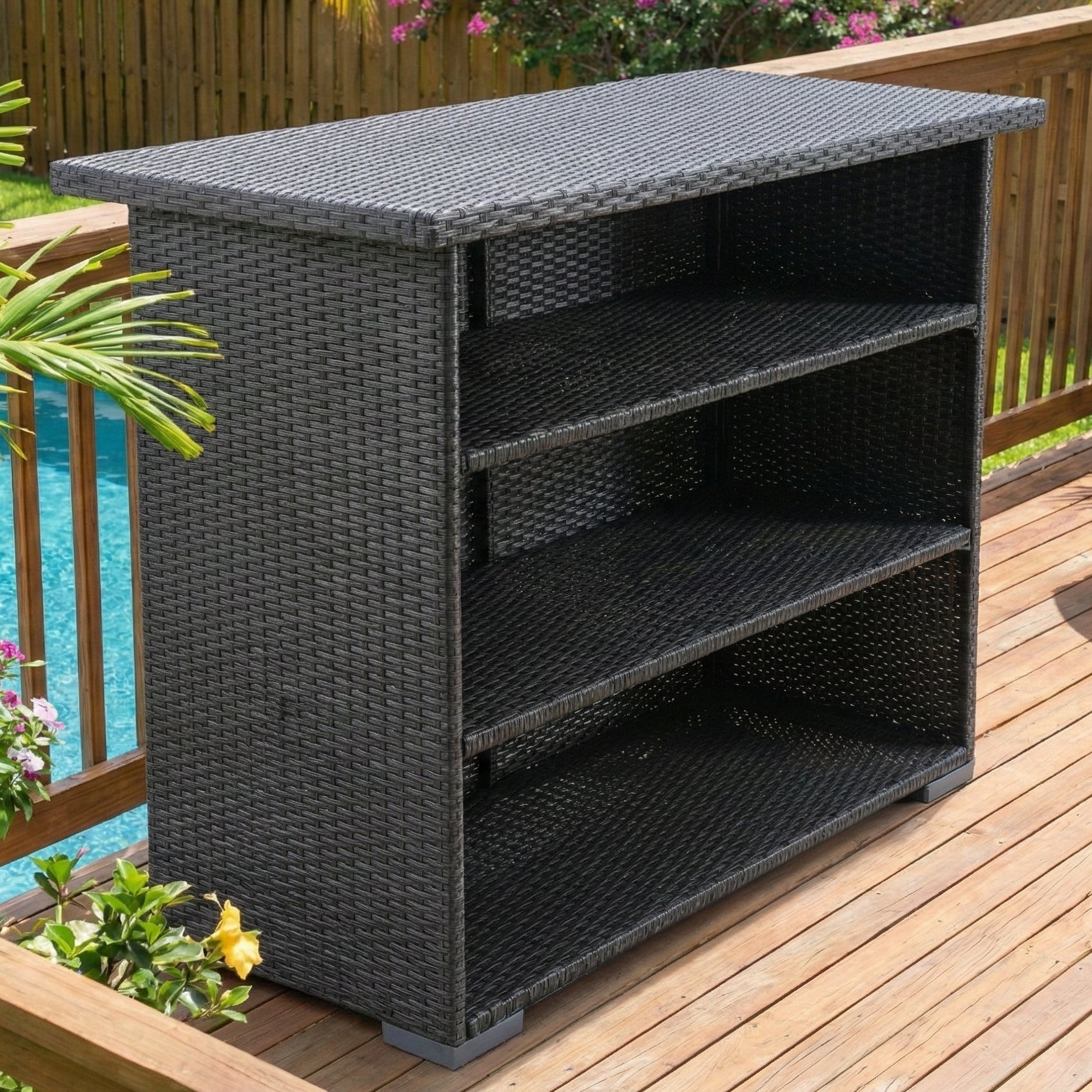 Practical Multi-Tier Wicker Storage Shelving Unit