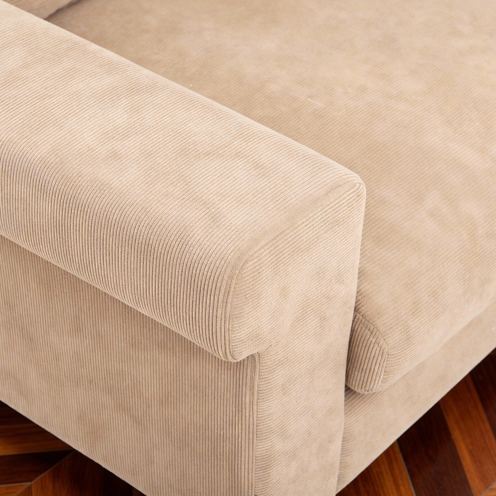 Modern minimalist double seat fabric sofa (light brown)