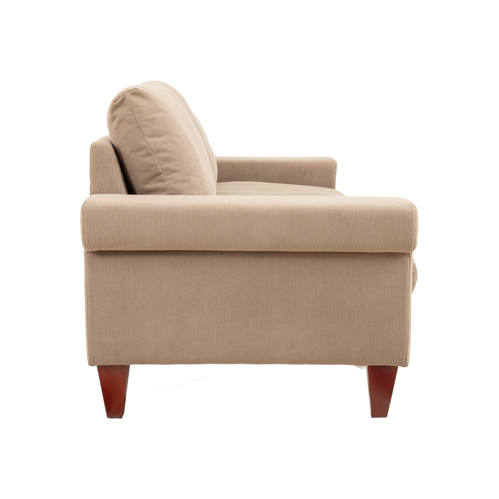 Modern minimalist double seat fabric sofa (light brown)