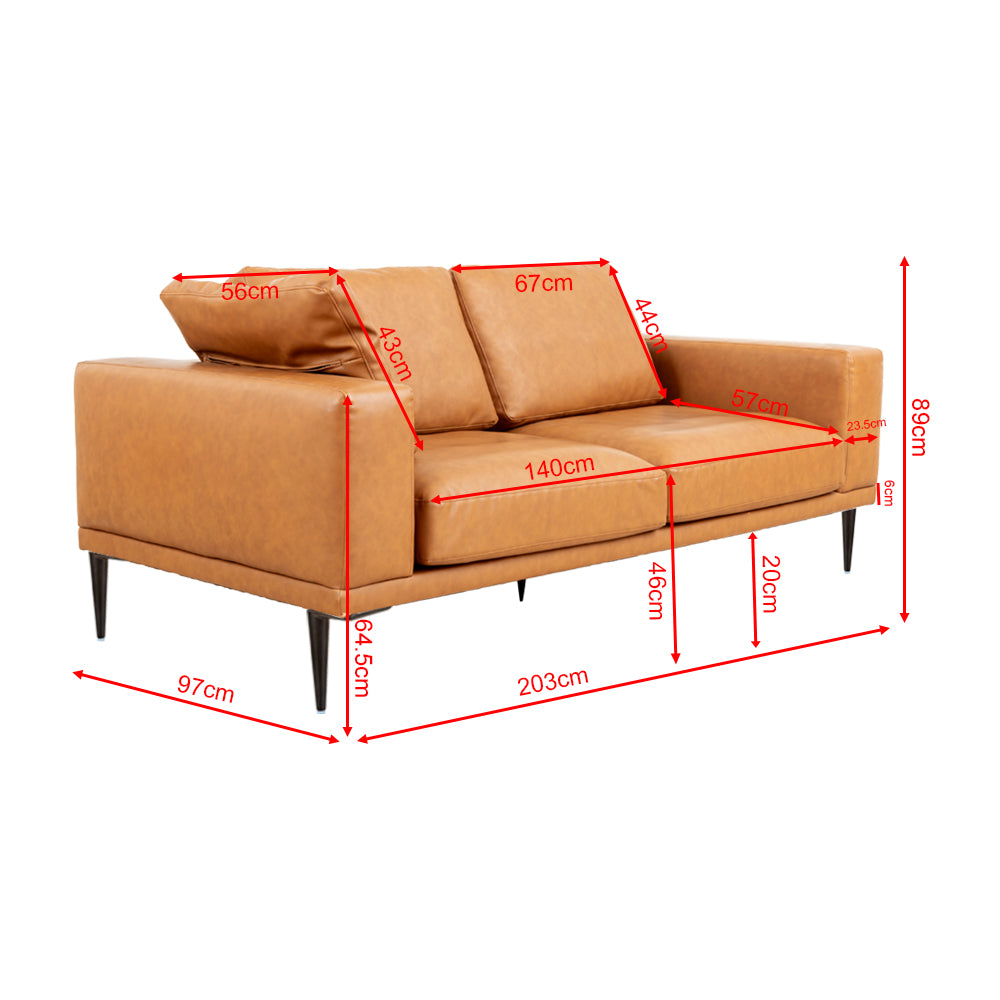 Modern for comfy, faux leather sofa, deep seat sofas (brown)