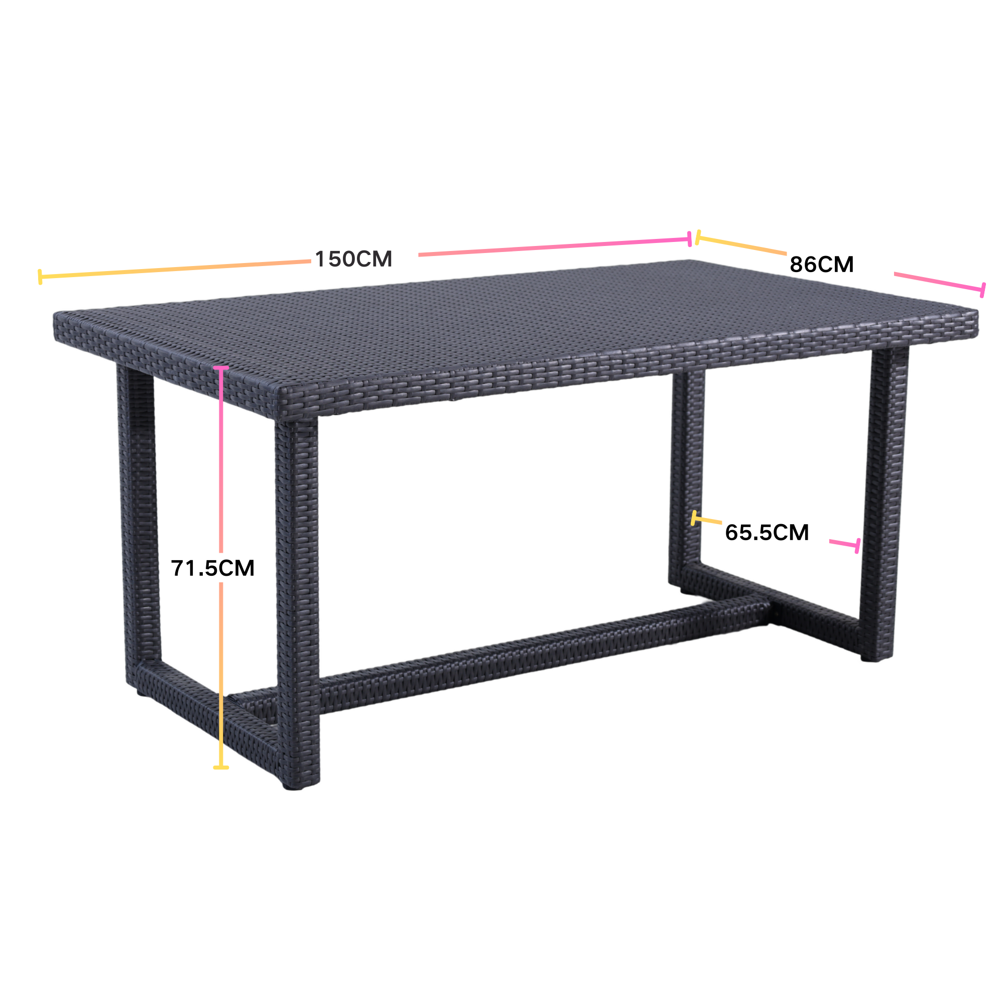 Sleek Rectangular Outdoor Woven Rattan Dining Table