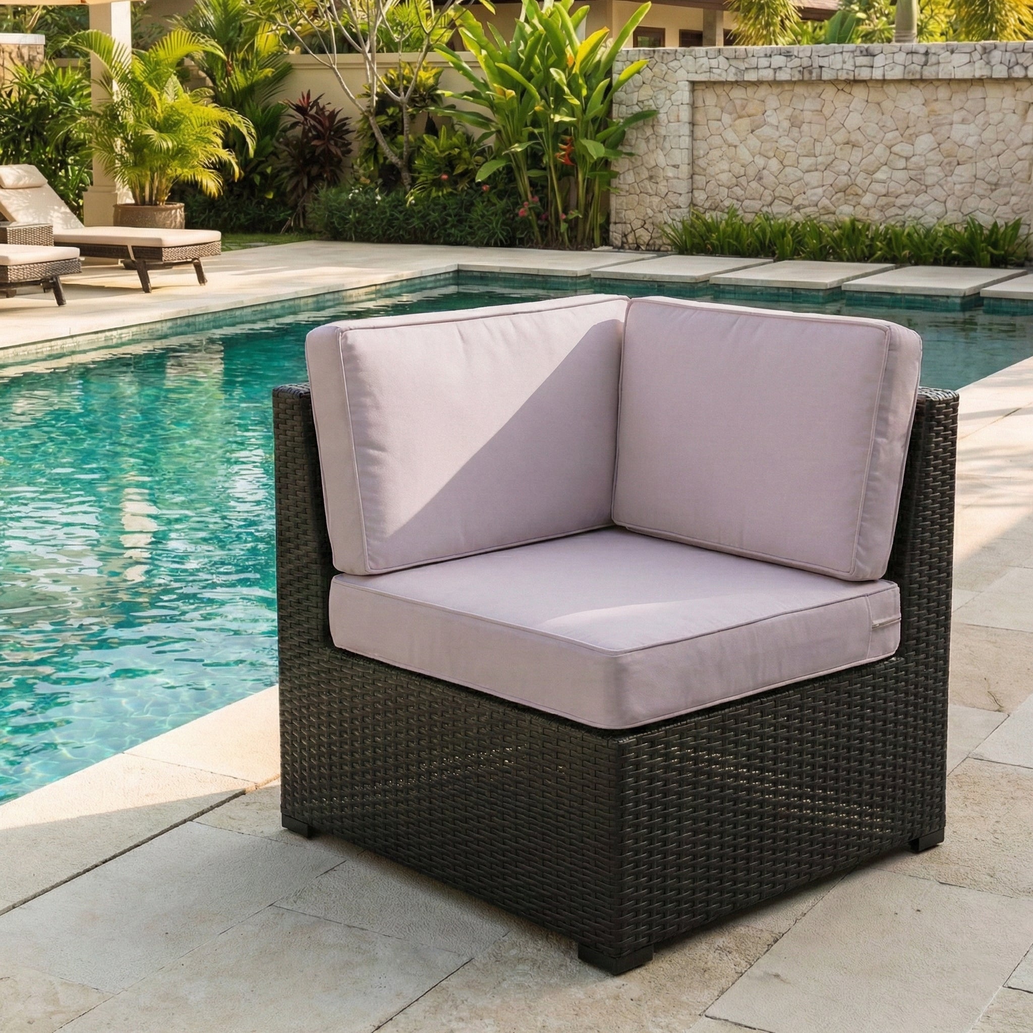Modern Aluminum Outdoor Rattan Wicker Armless Chair with Cushion