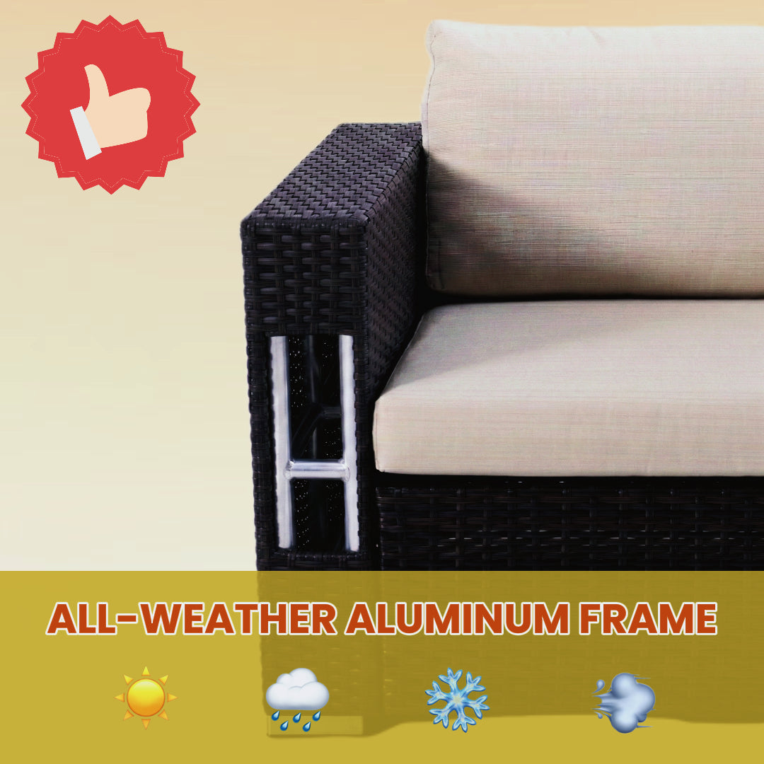 Aluminum Frame Modern Comfy Outdoor Rattan Wicker Loveseat