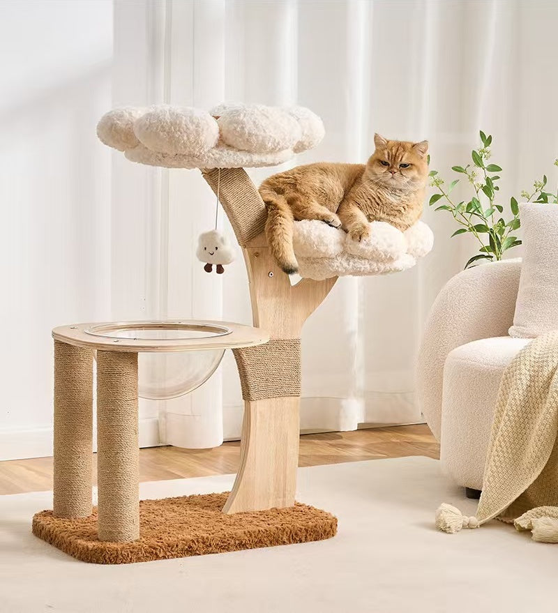 Cat tree with condo, natural sisal cat scratcher & jumping platform
