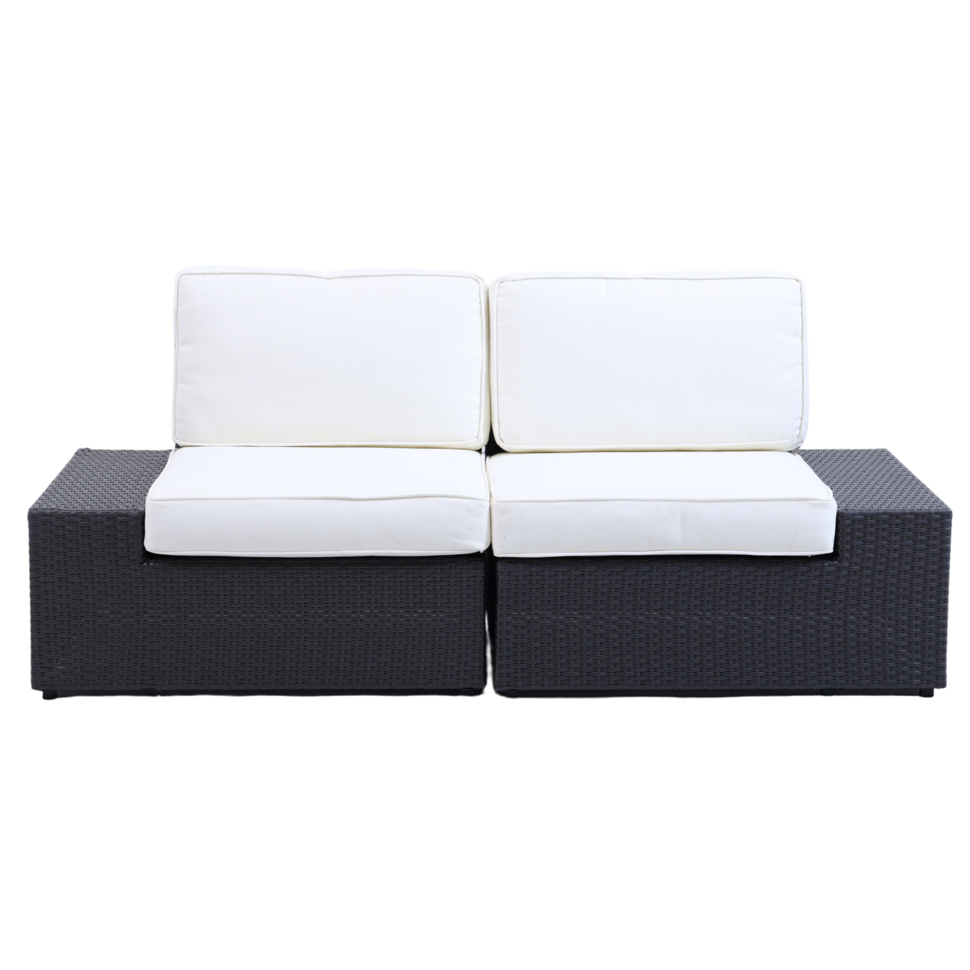 Sleek 2-Seater Modular Outdoor Woven Rattan Sofa with Comfort Cushions