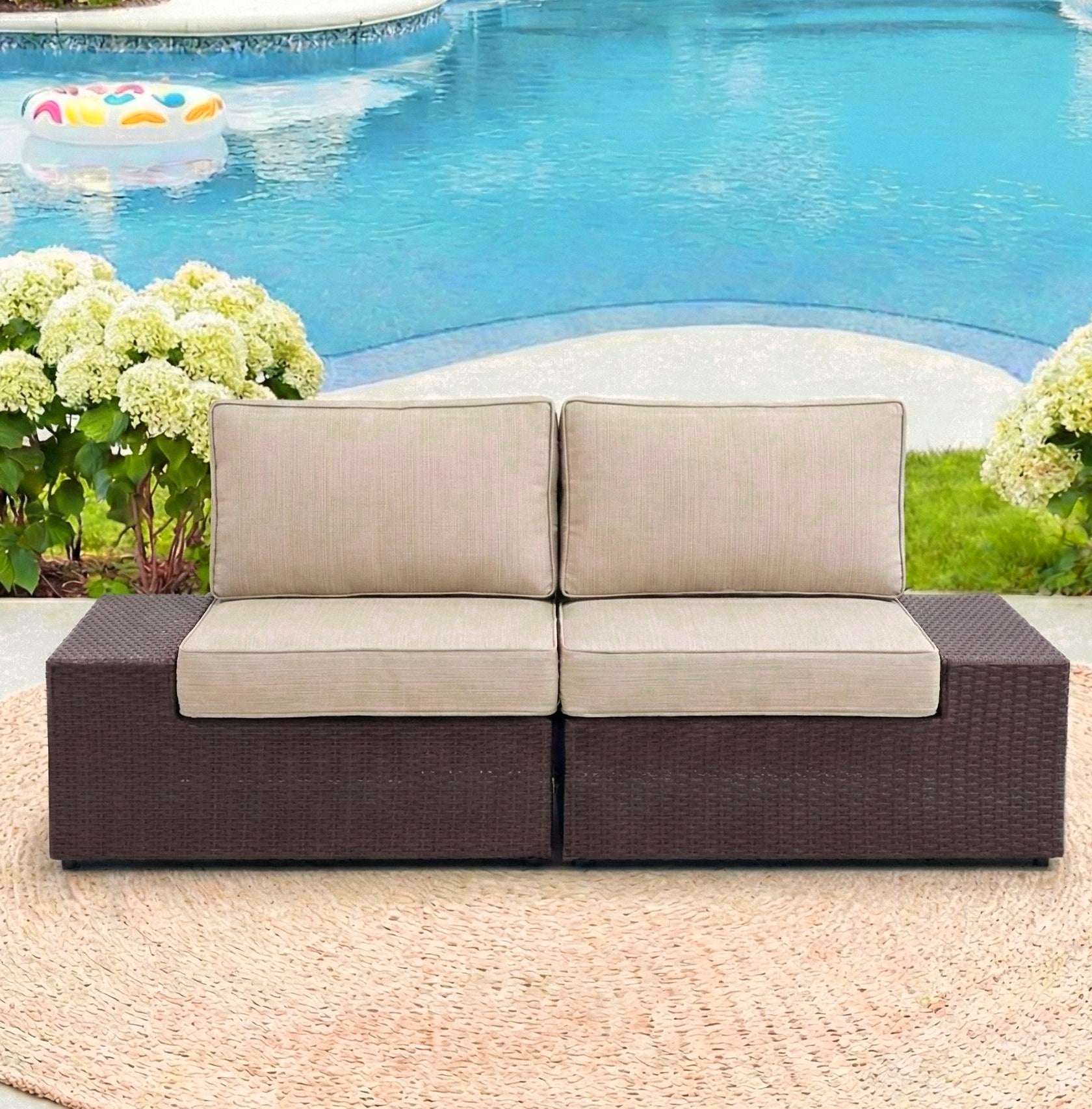 Sleek 2-Seater Modular Outdoor Woven Rattan Sofa with Comfort Cushions