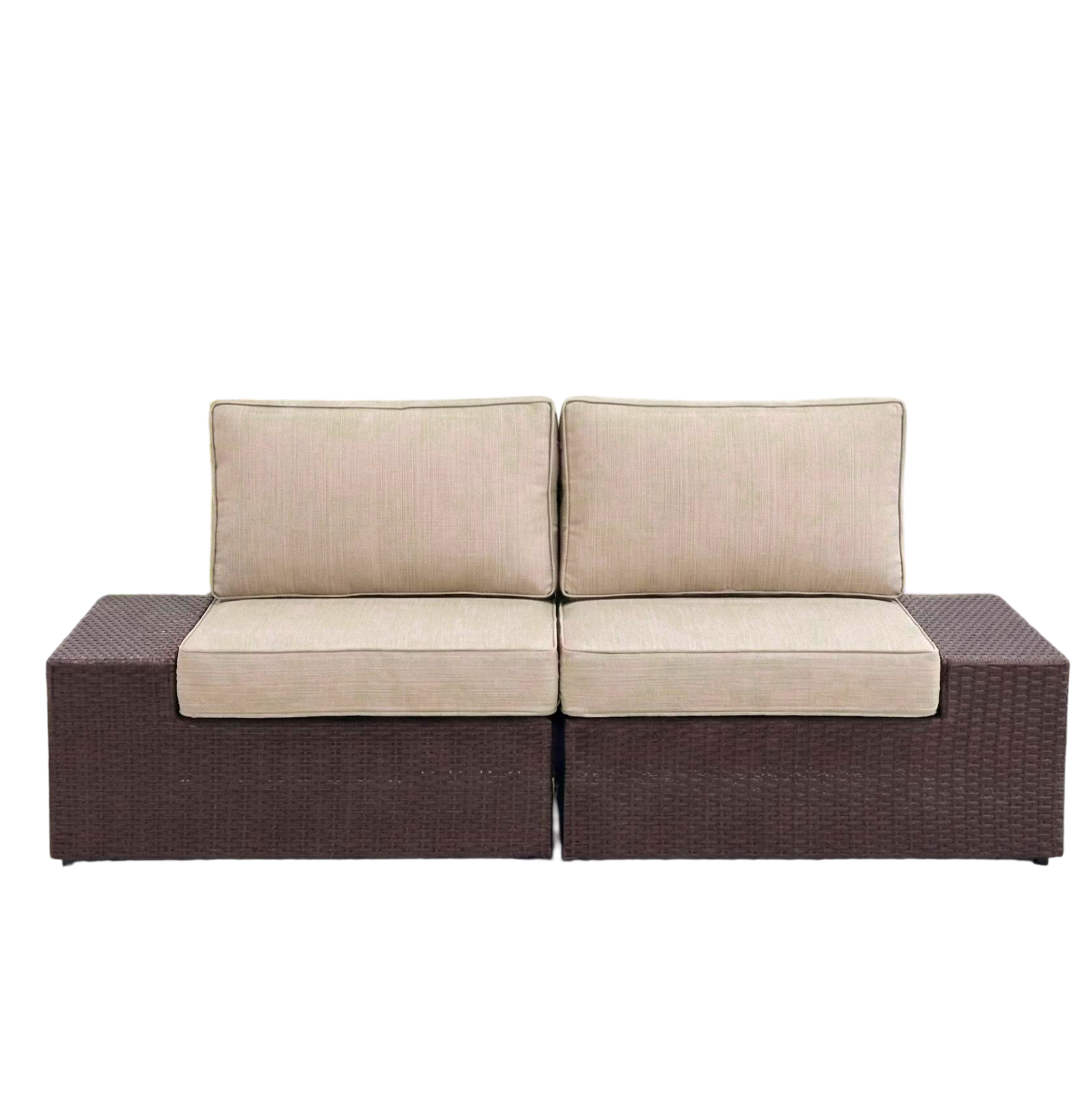 Sleek 2-Seater Modular Outdoor Woven Rattan Sofa with Comfort Cushions