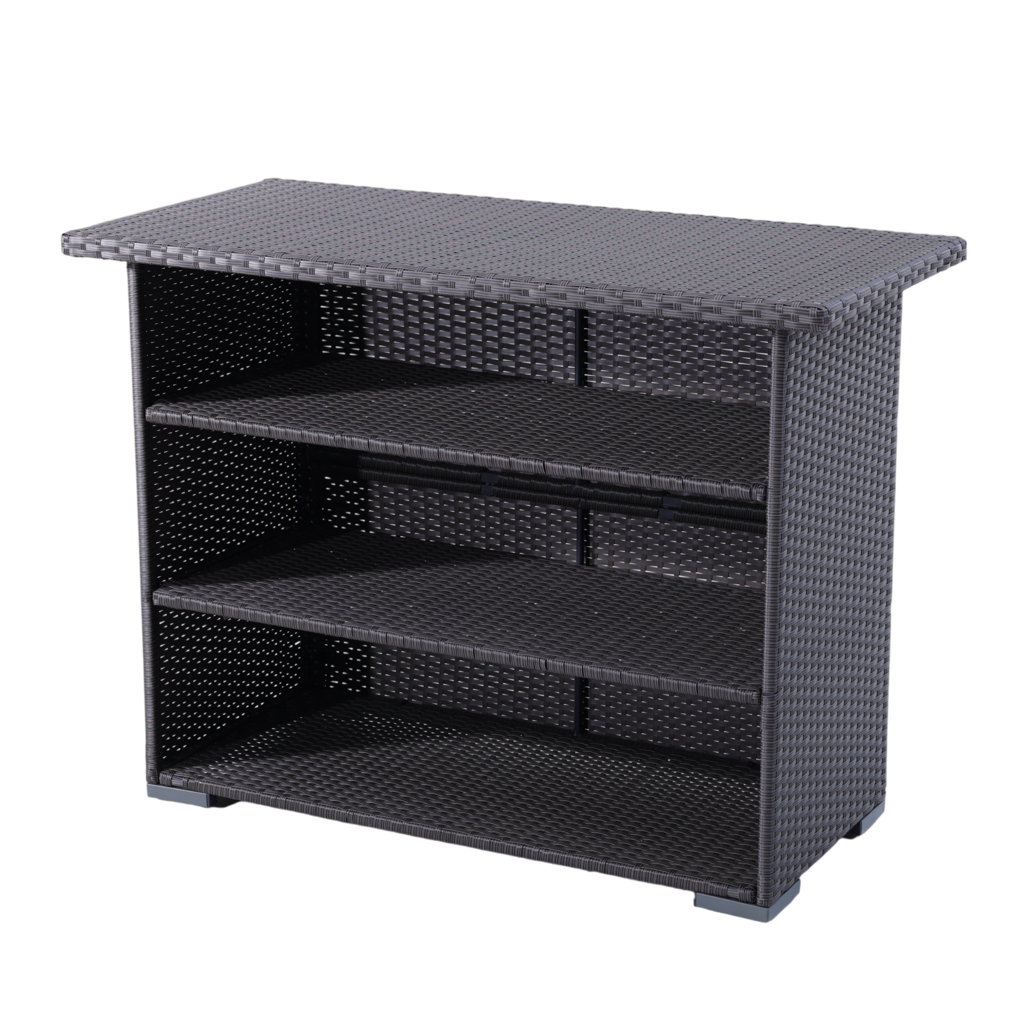 Practical Multi-Tier Wicker Storage Shelving Unit
