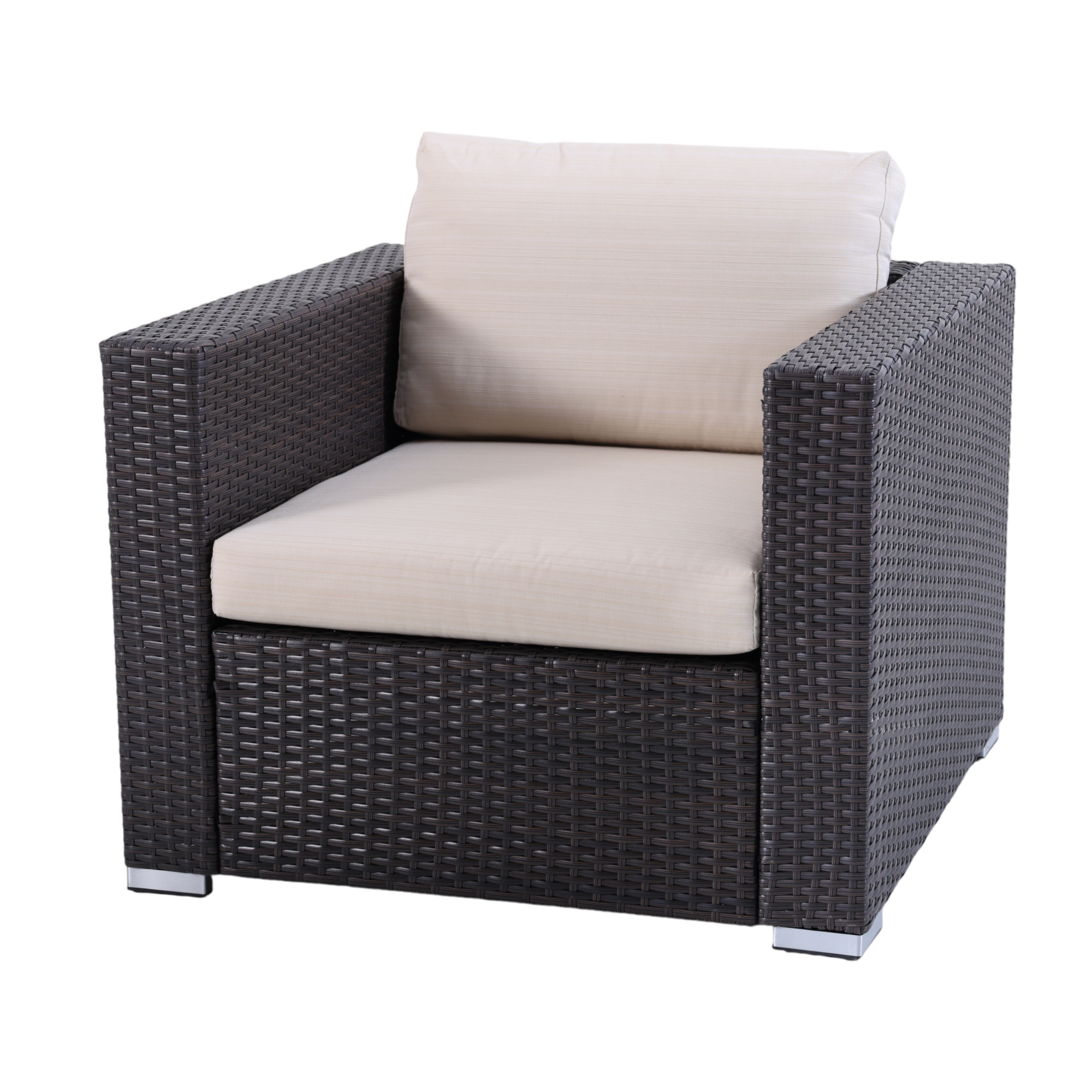 Aluminum Frame Weather-Resistant Outdoor Woven Rattan Armchair