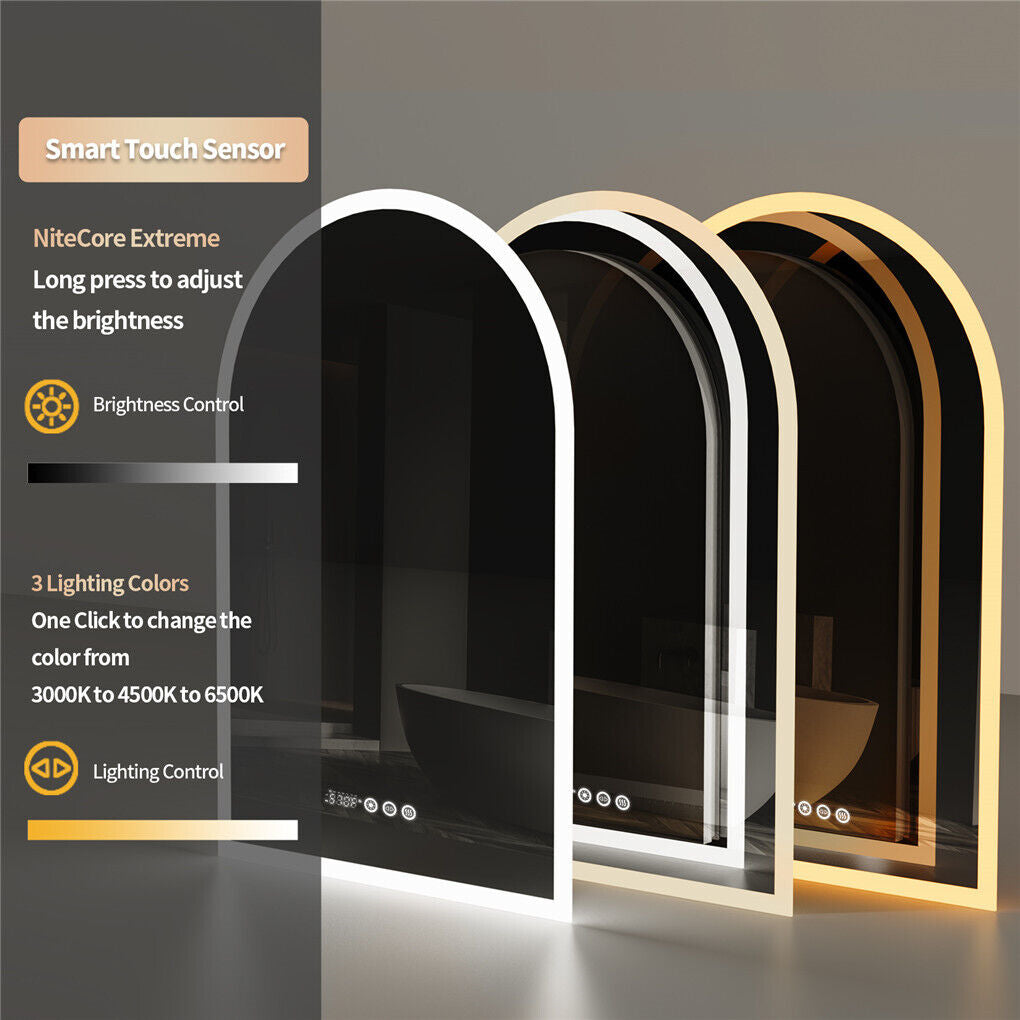 Arch-Shape LED Bathroom Mirror Superbright Anti-fog Vanity Mirror