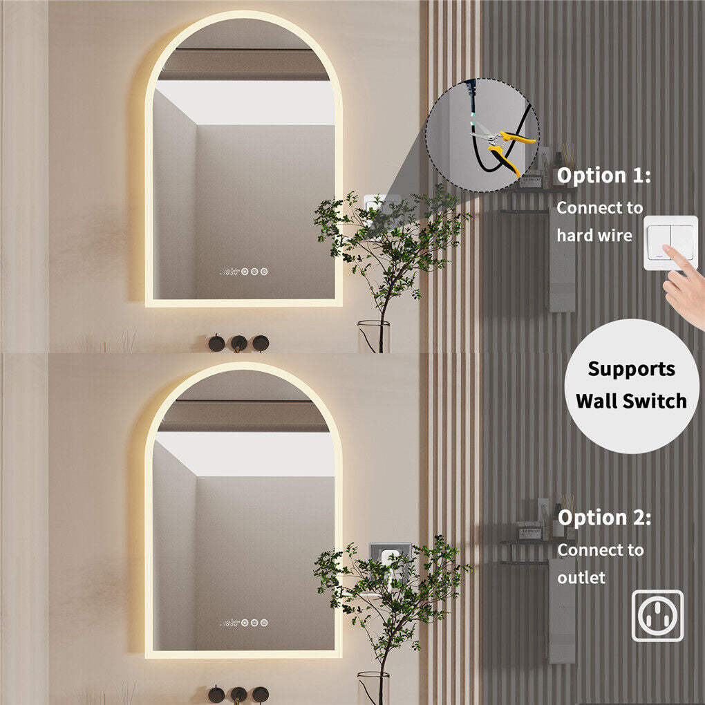 Arch-Shape LED Bathroom Mirror Superbright Anti-fog Vanity Mirror