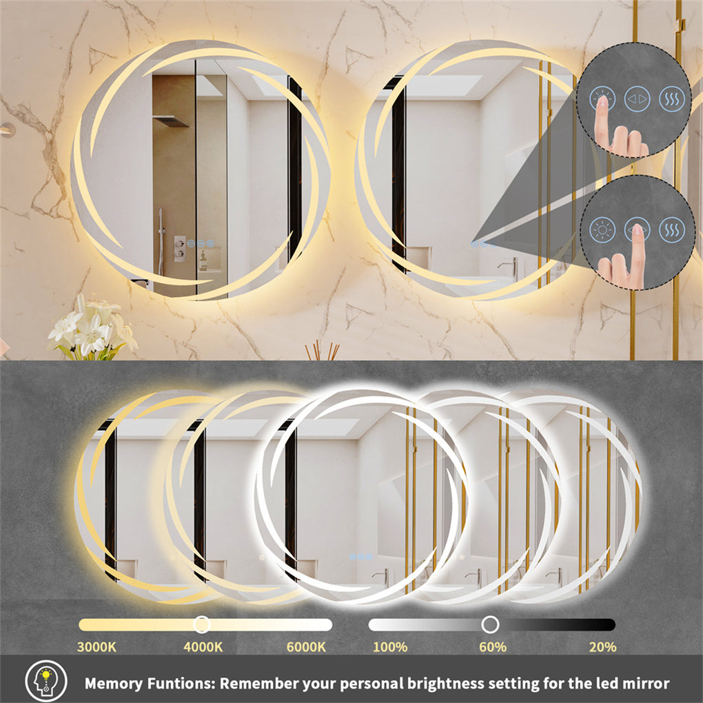 Anti-fog LED Bathroom Mirror Backlit HD Vanity Mirror Shatterproof