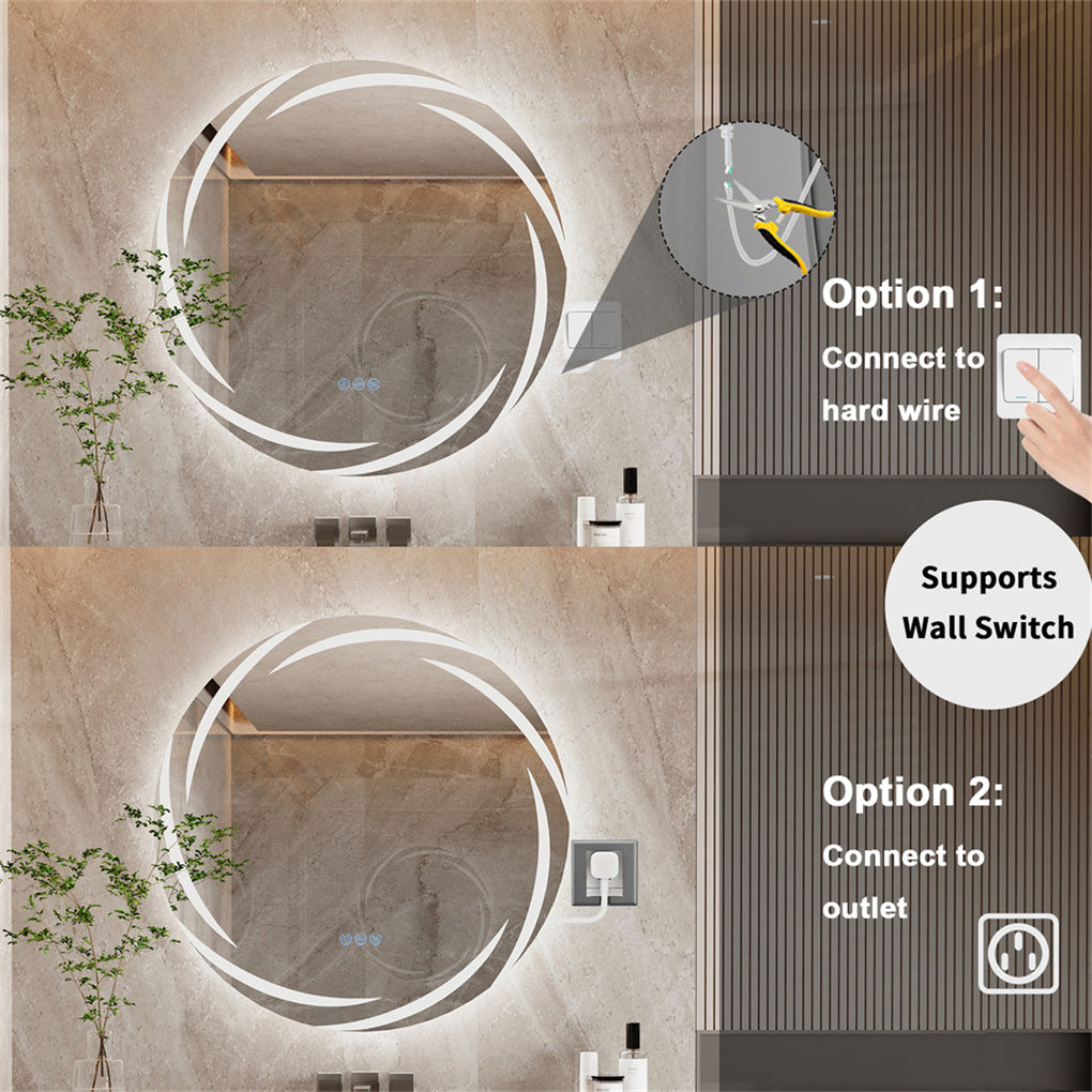 Anti-fog LED Bathroom Mirror Backlit HD Vanity Mirror Shatterproof