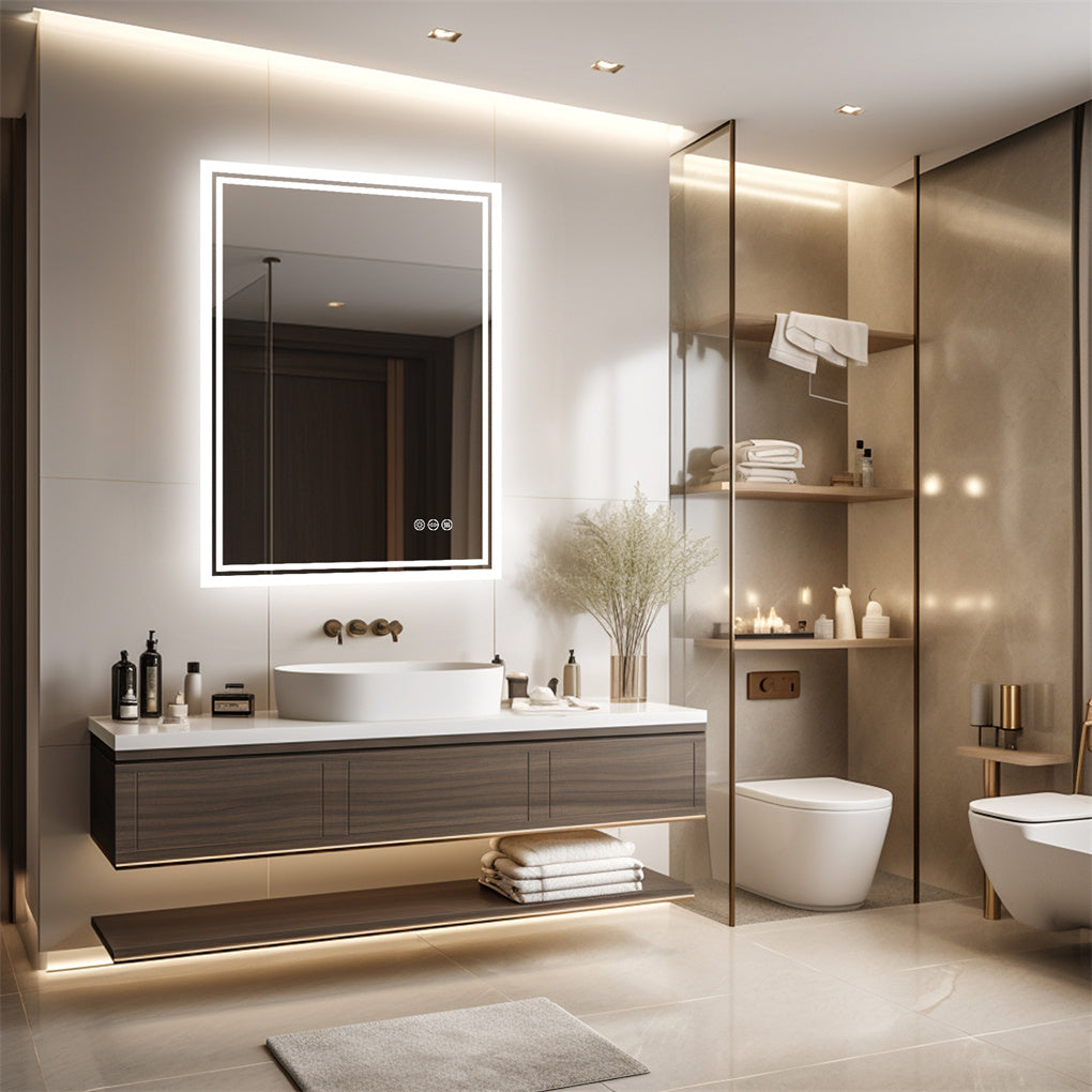 70/80/90CM XXL Bathroom Mirror LED Dimmable Makeup Vanity Mirror IP65
