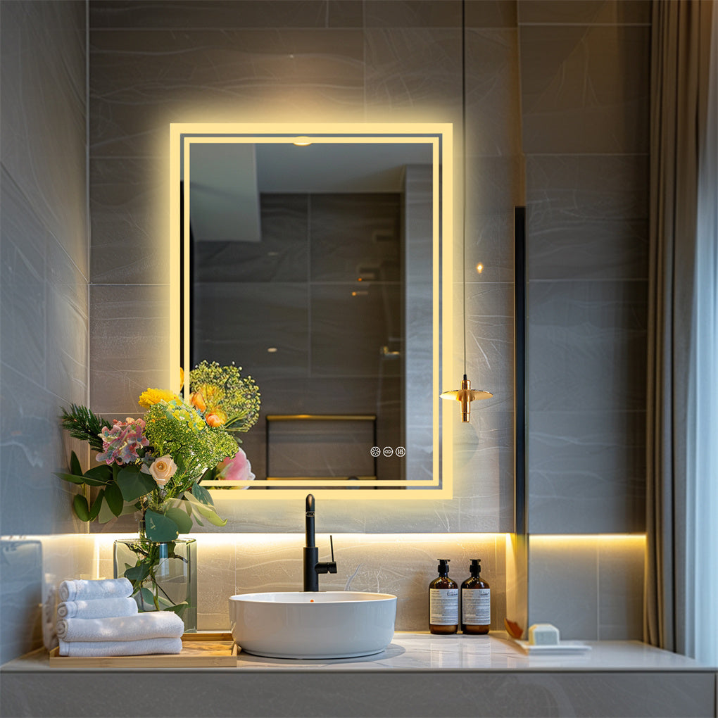 70/80/90CM XXL Bathroom Mirror LED Dimmable Makeup Vanity Mirror IP65