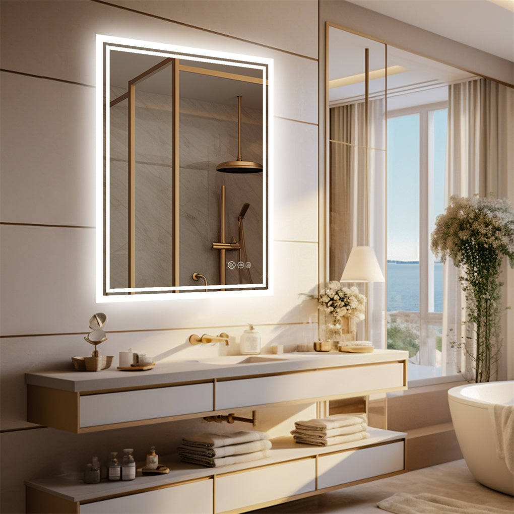 70/80/90CM XXL Bathroom Mirror LED Dimmable Makeup Vanity Mirror IP65