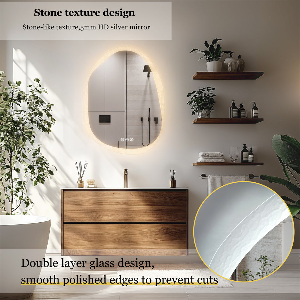 Crystal Frame Bathroom Mirror Anti-fog Makeup Mirror 3 Colors Backlit