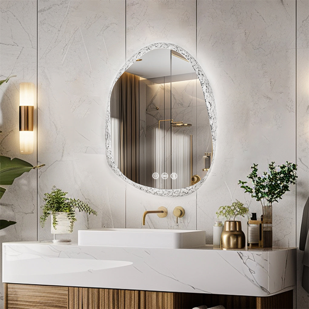 Crystal Frame Bathroom Mirror Anti-fog Makeup Mirror 3 Colors Backlit