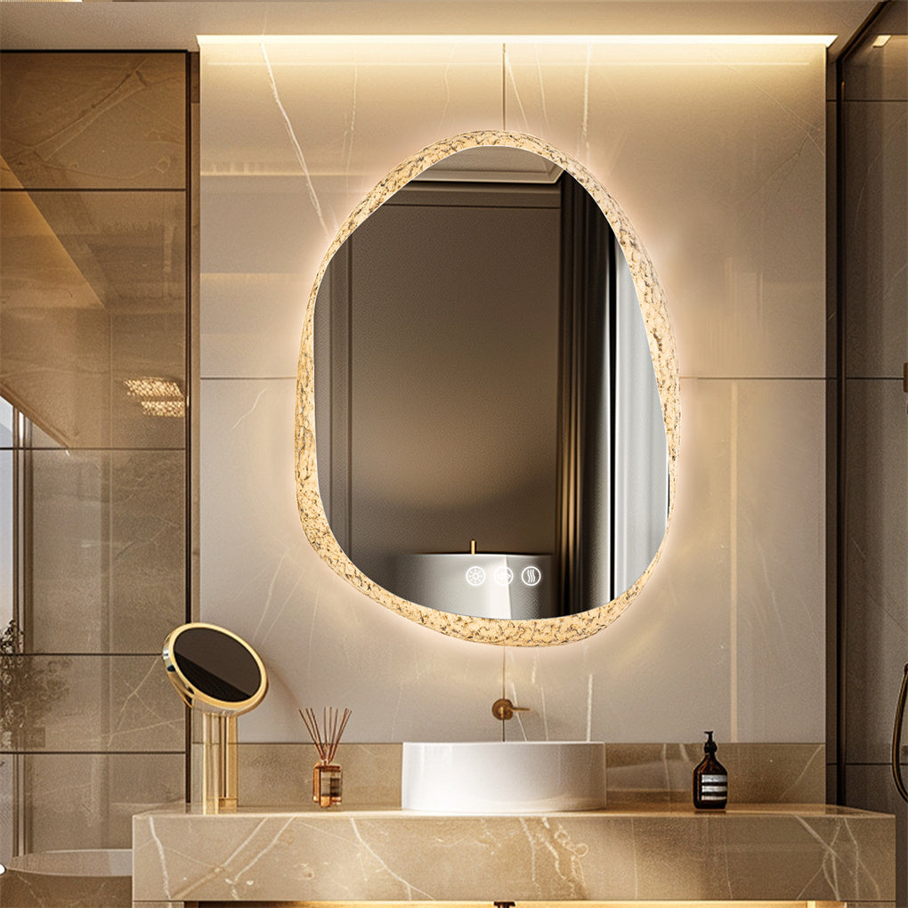 Crystal Frame Bathroom Mirror Anti-fog Makeup Mirror 3 Colors Backlit
