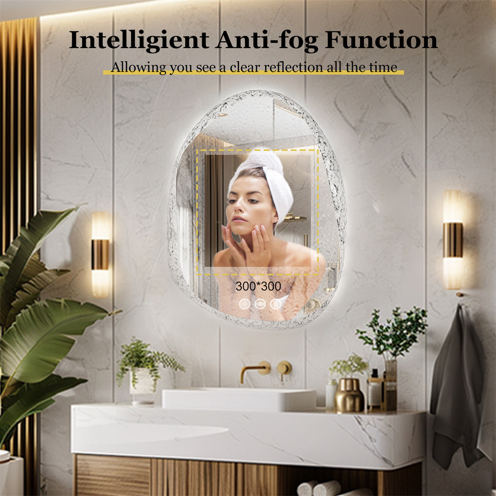 Crystal Frame Bathroom Mirror Anti-fog Makeup Mirror 3 Colors Backlit