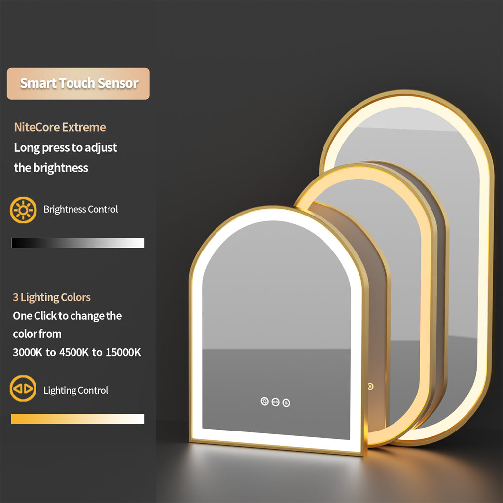 Gold Frame Oval LED Bathroom Mirror Anti-Fog Smart Vanity Mirror