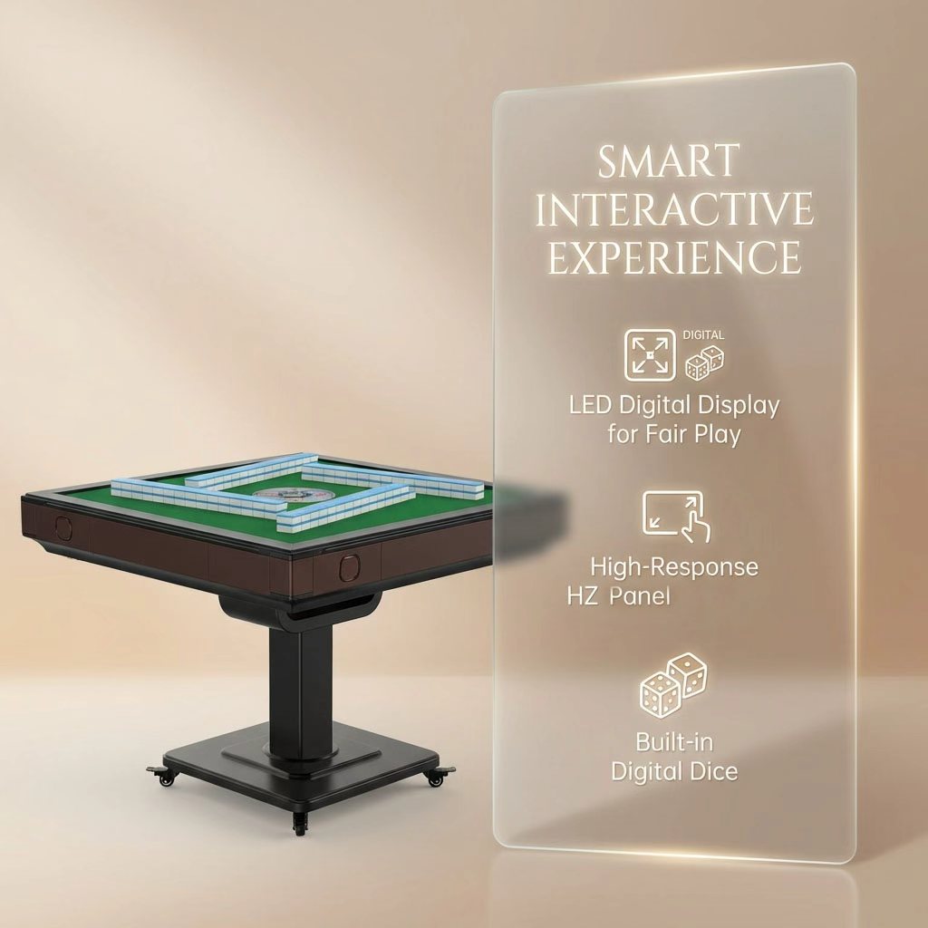 Eeeza Automatic Mahjong Table with 2 Set of Tiles, Green Tabletop